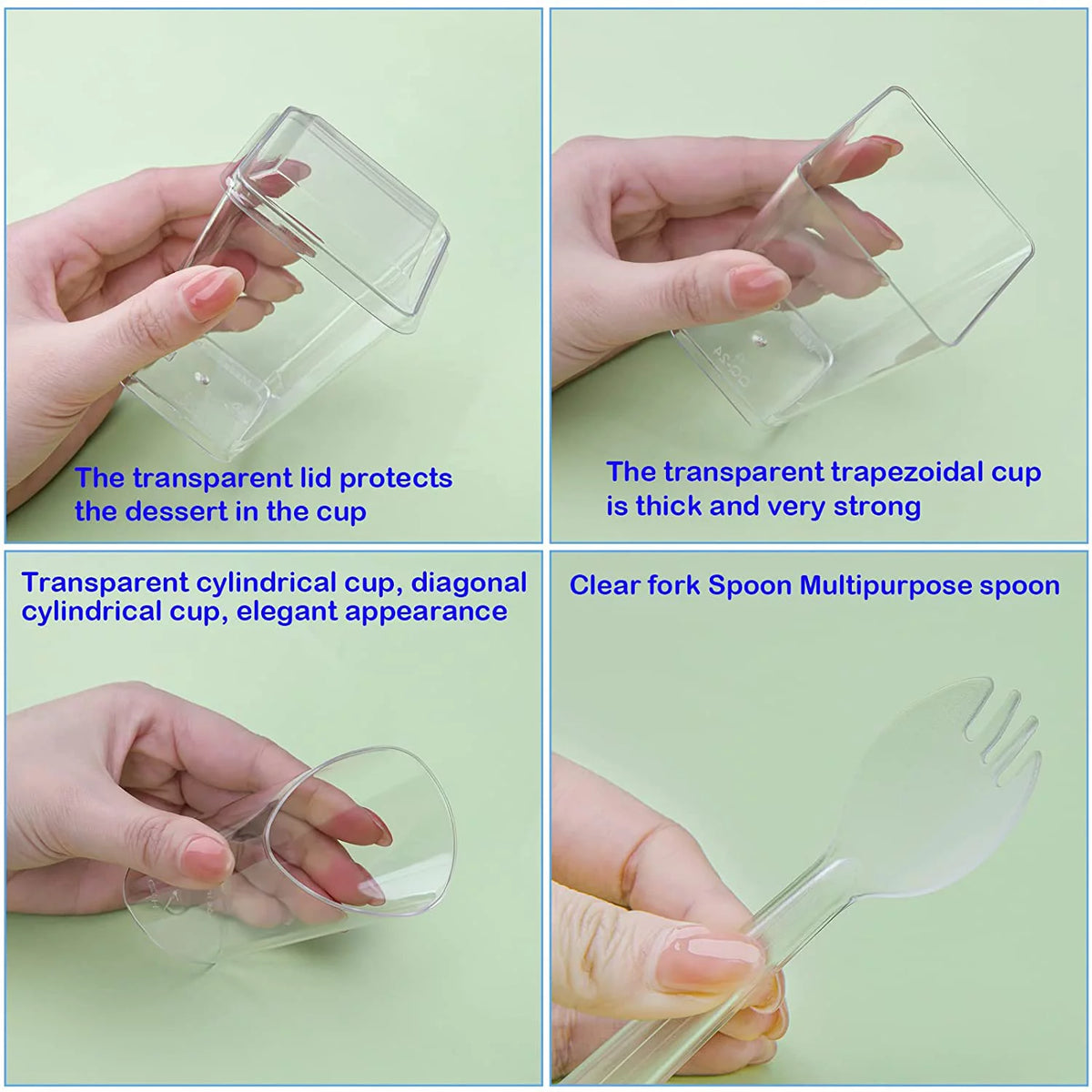 100 Pack 5.4oz Clear Dessert Cups with Lids and Spoons E1210