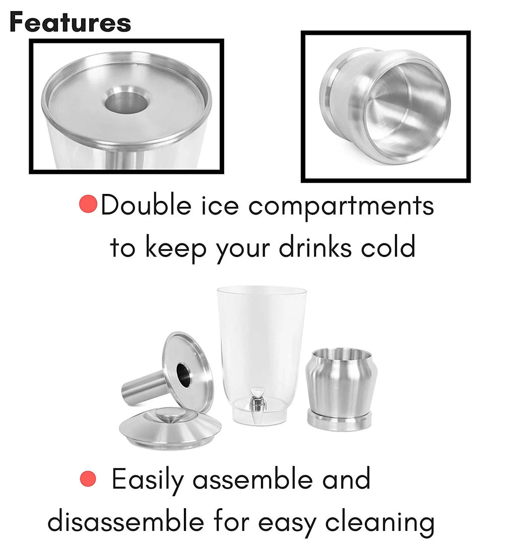1.5 Gallon Stainless Steel Beverage Dispenser with Ice Container, Stand & Spigot G8978