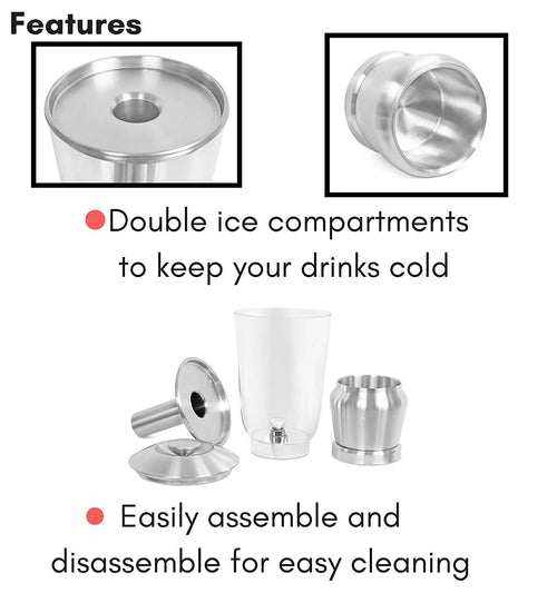 1.5 Gallon Stainless Steel Beverage Dispenser with Ice Container, Stand & Spigot G8978