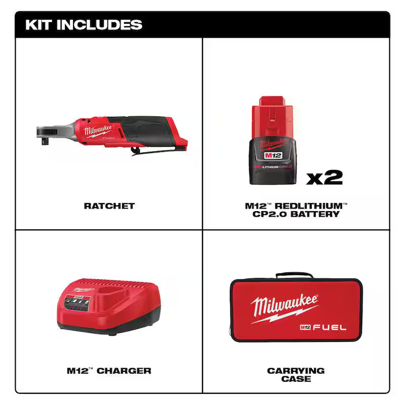 12V Lithium-Ion Brushless Cordless 3/8 in. Ratchet Kit with Batteries, Charger and Bag X81505