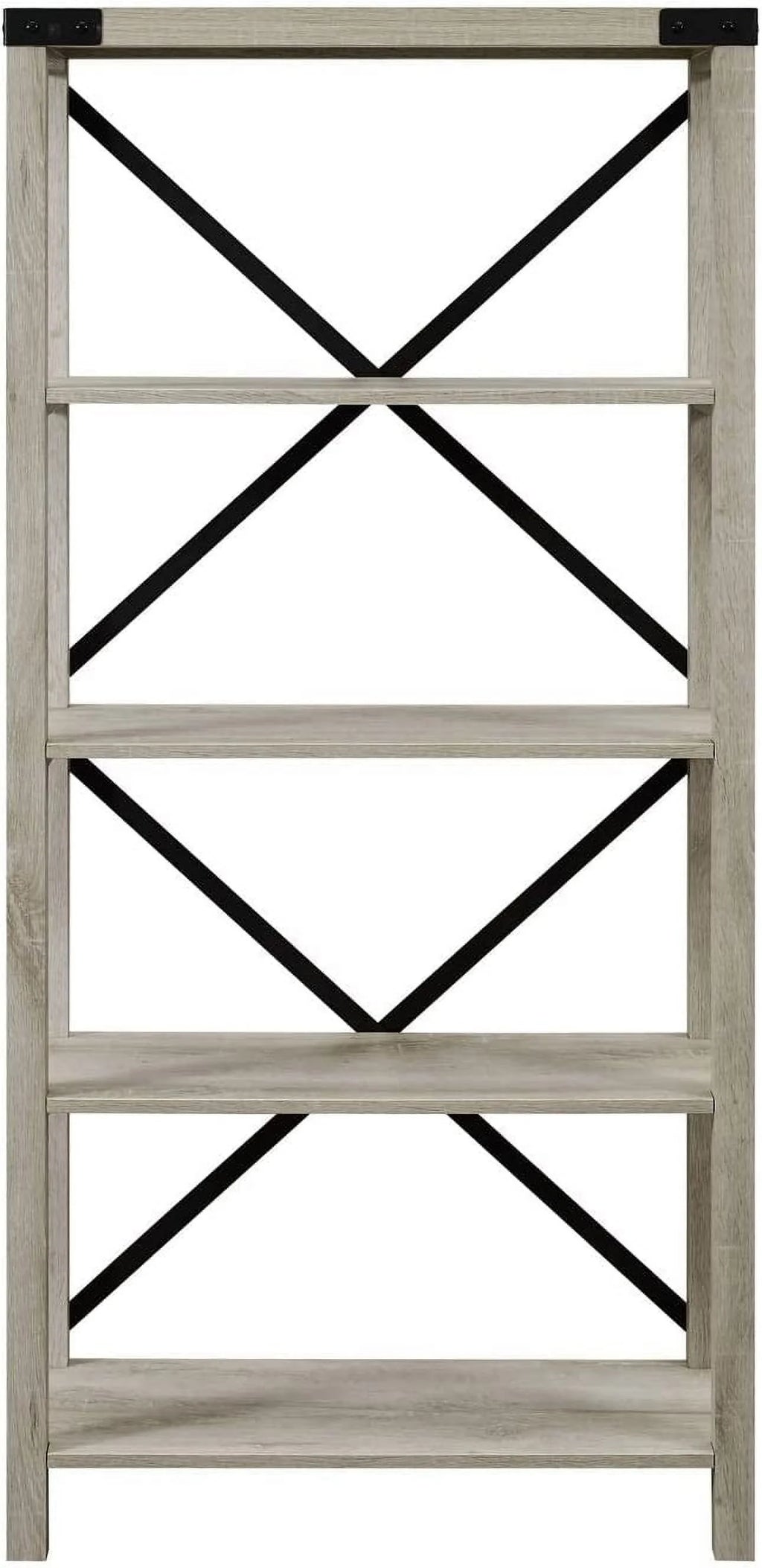 64 Inch Sable Grey Metal X-Back Bookshelf B471527