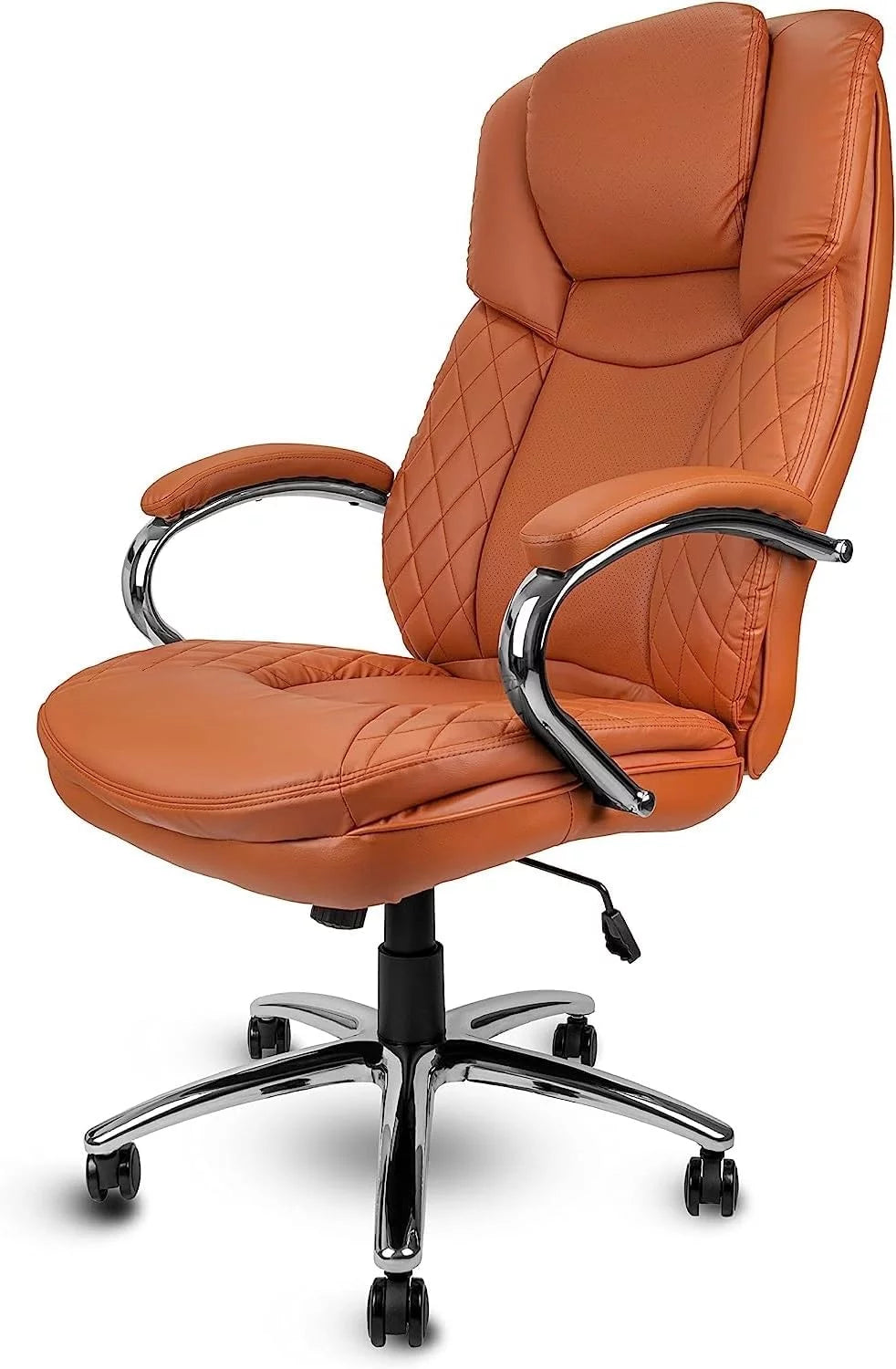 Camel Brown Big and Tall Executive Office Chair 400lbs Capacity PU Leather R247