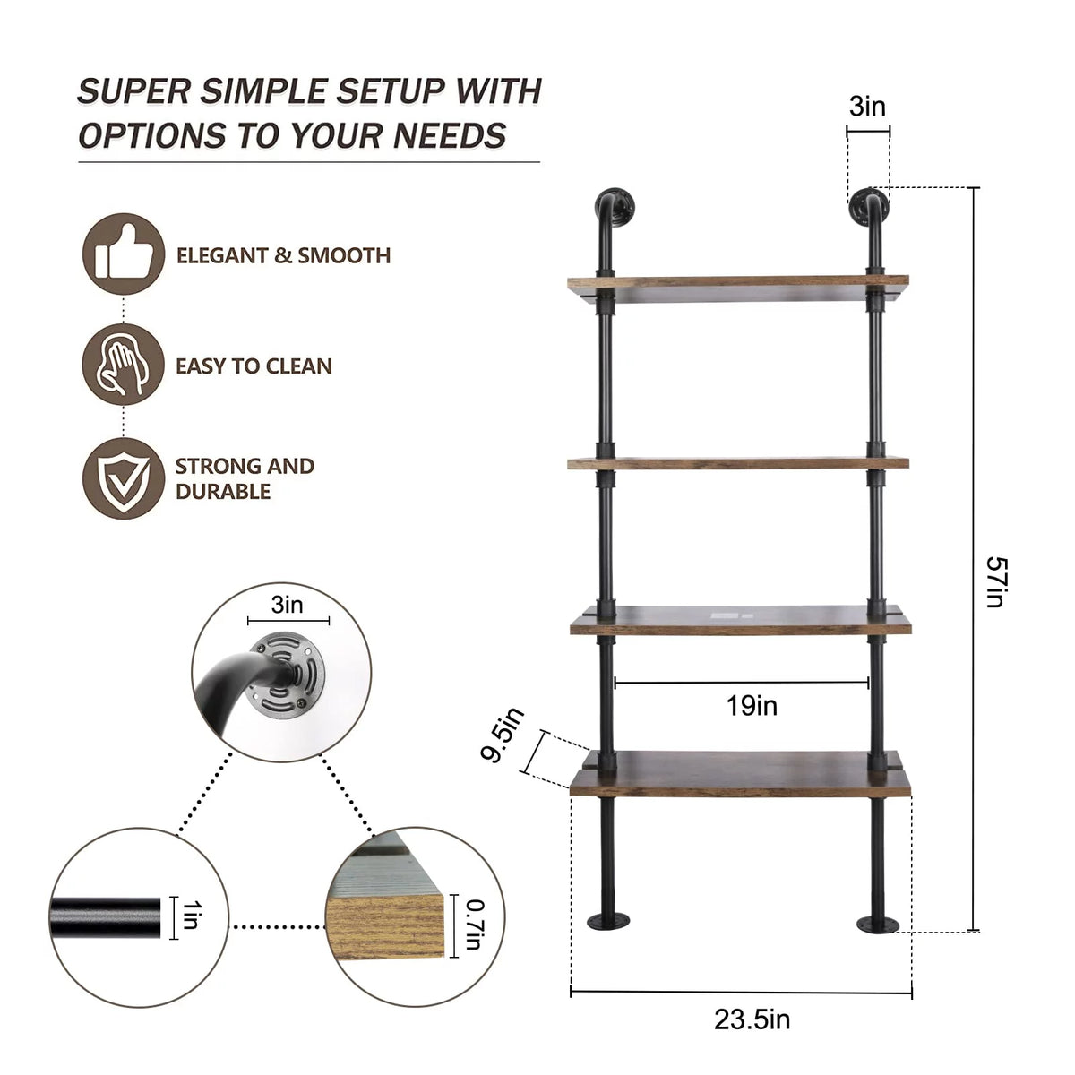 4-Tier Adjustable Bookshelf S65647