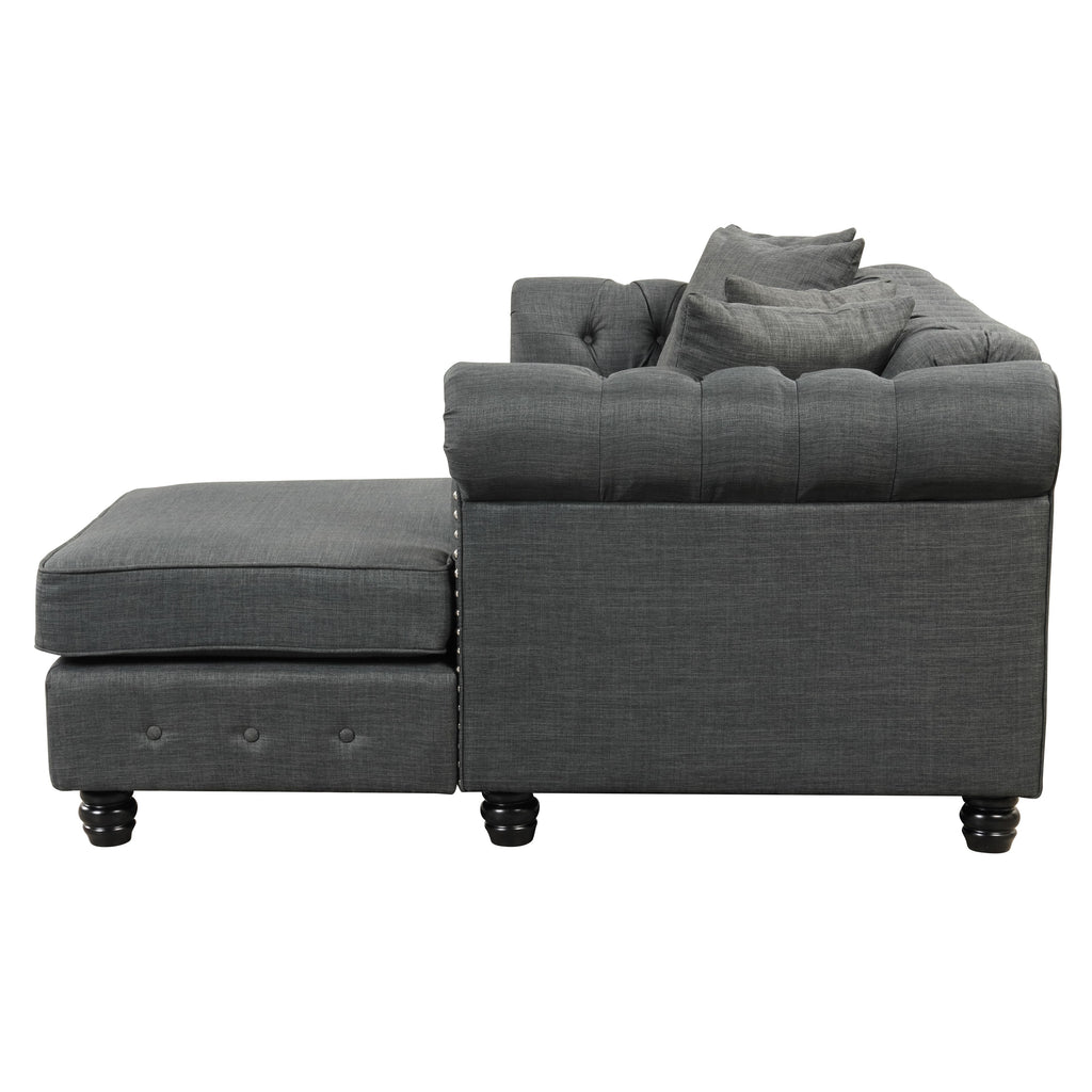 Grey Linen Chesterfield Sofa Q74801