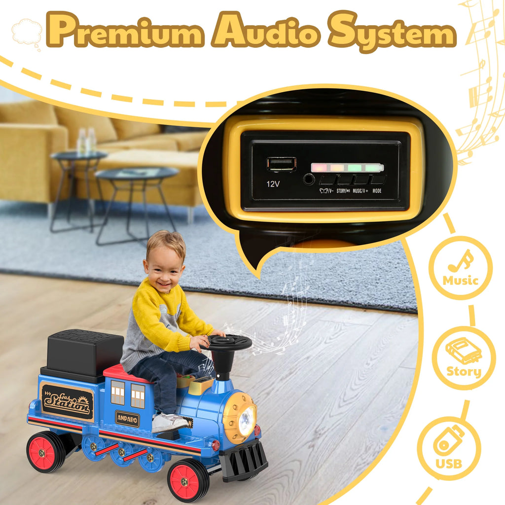 12 Volt 2 Seater Kids Ride on Train with Storage Box B337852