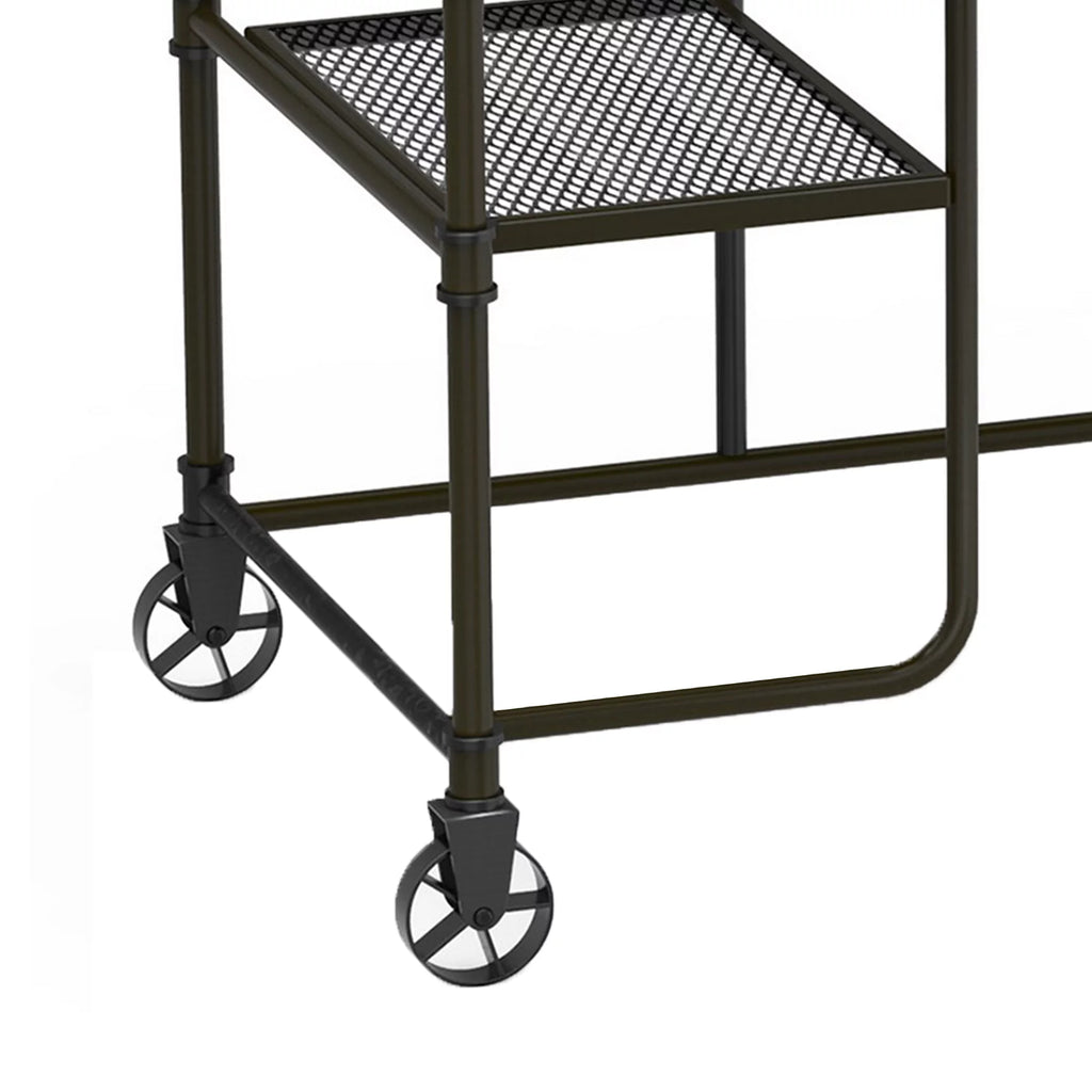 Industrial Metal Writing Desk with Wooden Top L77516