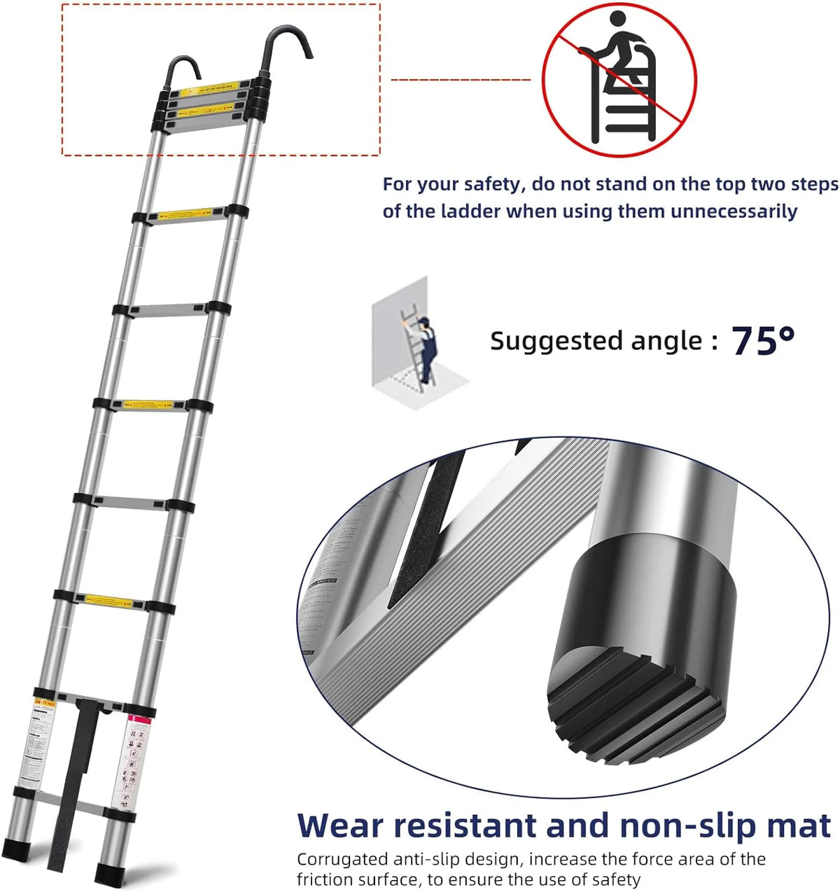 10.5ft Aluminum Telescoping Ladder with Hook T42799