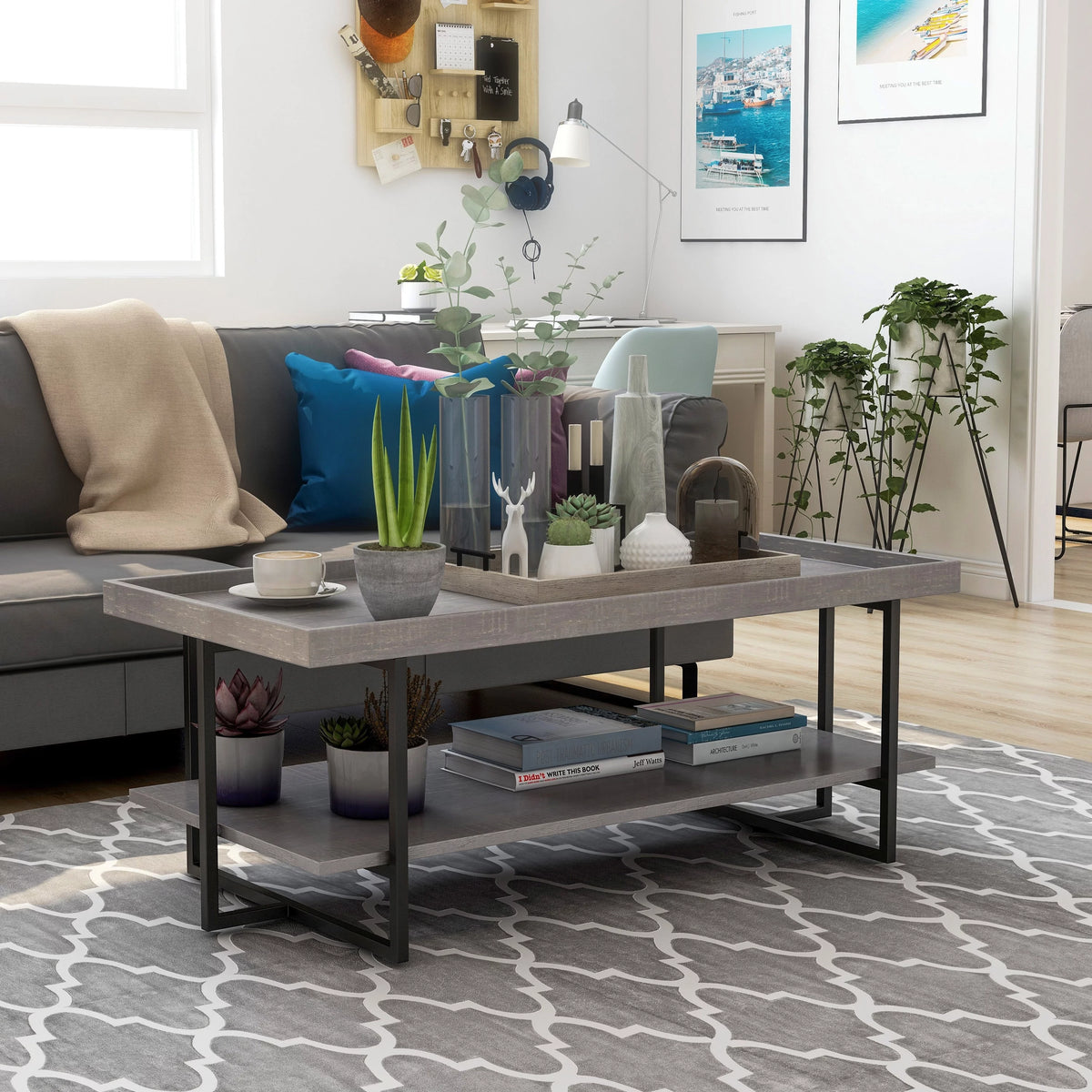 47-inch Metal 1-Shelf Coffee Table M89667