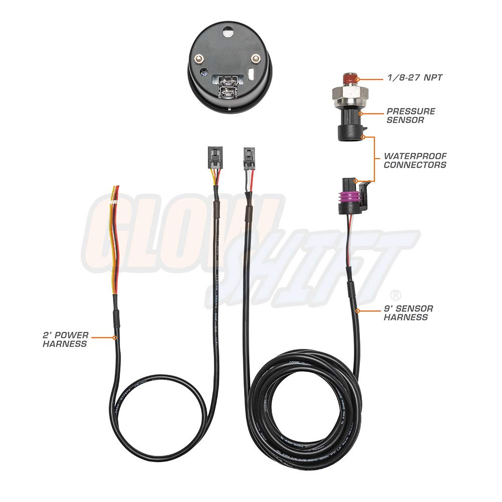 10 Color Digital 100 PSI Fuel Pressure Gauge Kit with Electronic Sensor N682