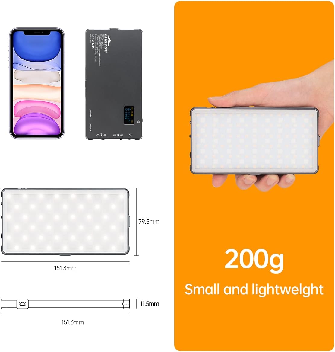 RGB Video Light Panel with Rechargeable Battery P6737