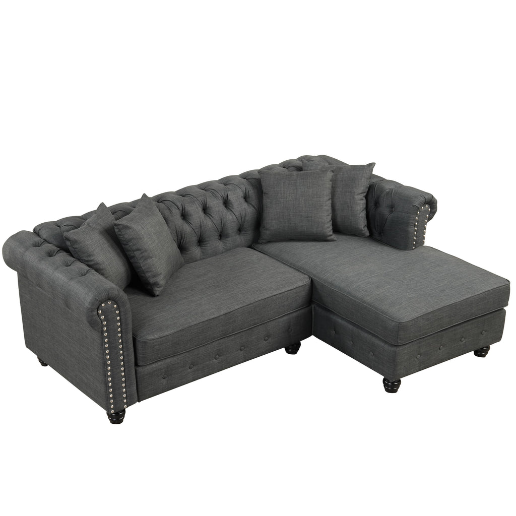 Grey Linen Chesterfield Sofa Q74801