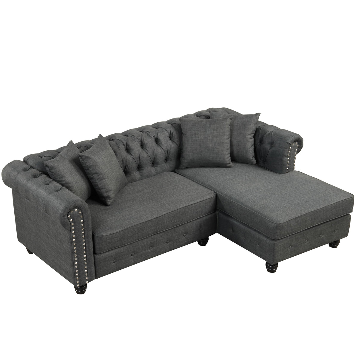 Grey Linen Chesterfield Sofa Q74801