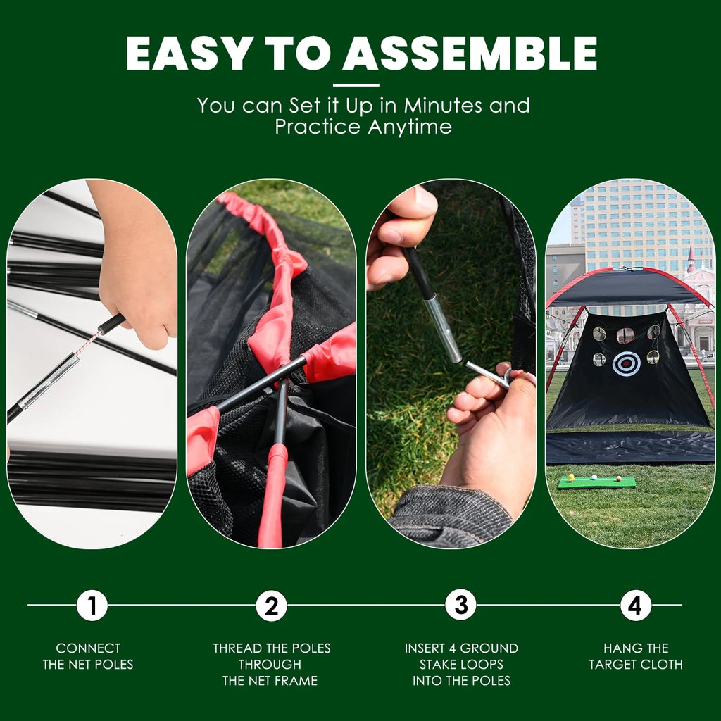 Golf Practice Net with Hitting Mat and Carry Bag I89297