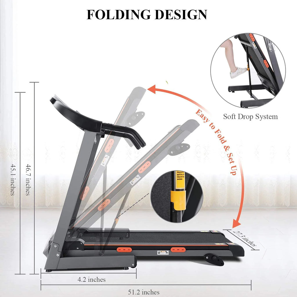 Electric Foldable Treadmill 2.5 HP 3 Levels Incline B5056