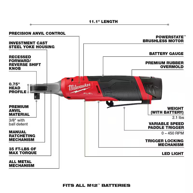 12V Lithium-Ion Brushless Cordless 3/8 in. Ratchet Kit with Batteries, Charger and Bag X81505