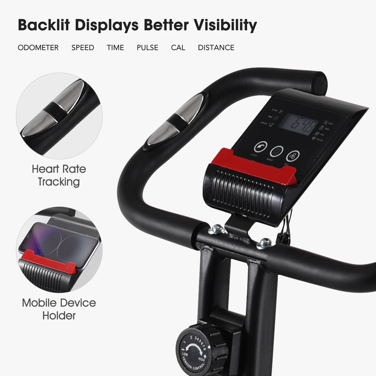Folding Stationary Exercise Bike with LCD Monitor A873