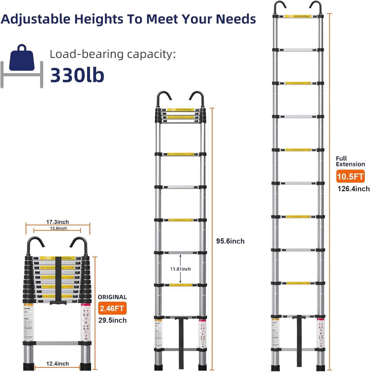 10.5ft Aluminum Telescoping Ladder with Hook T42799