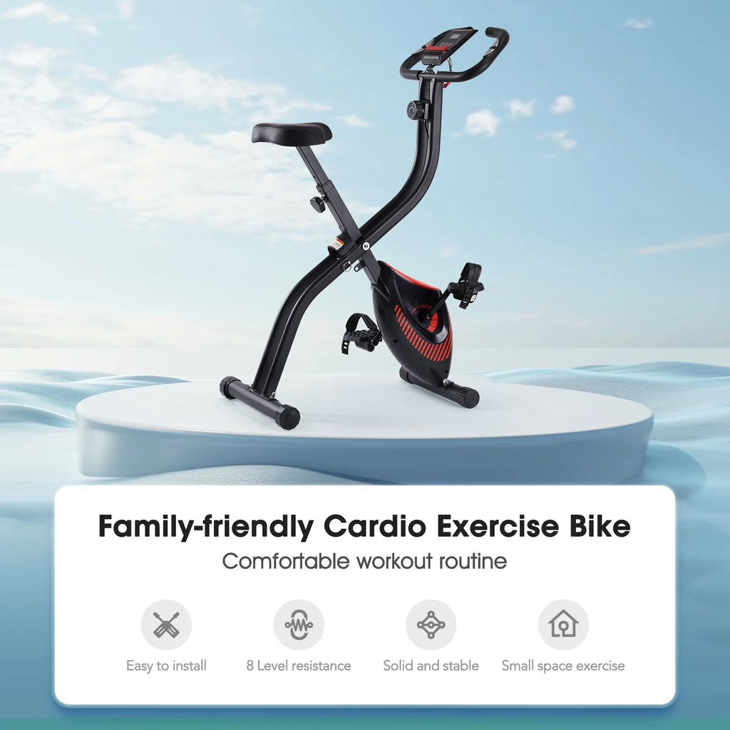 Folding Stationary Exercise Bike with LCD Monitor A873