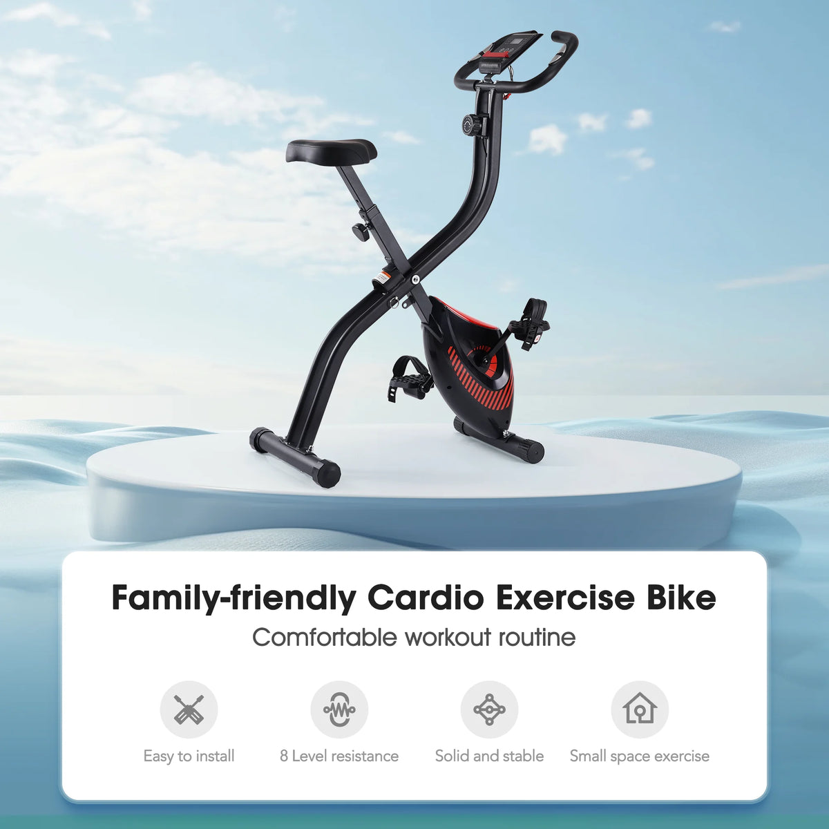 Folding Stationary Exercise Bike with LCD Monitor A873