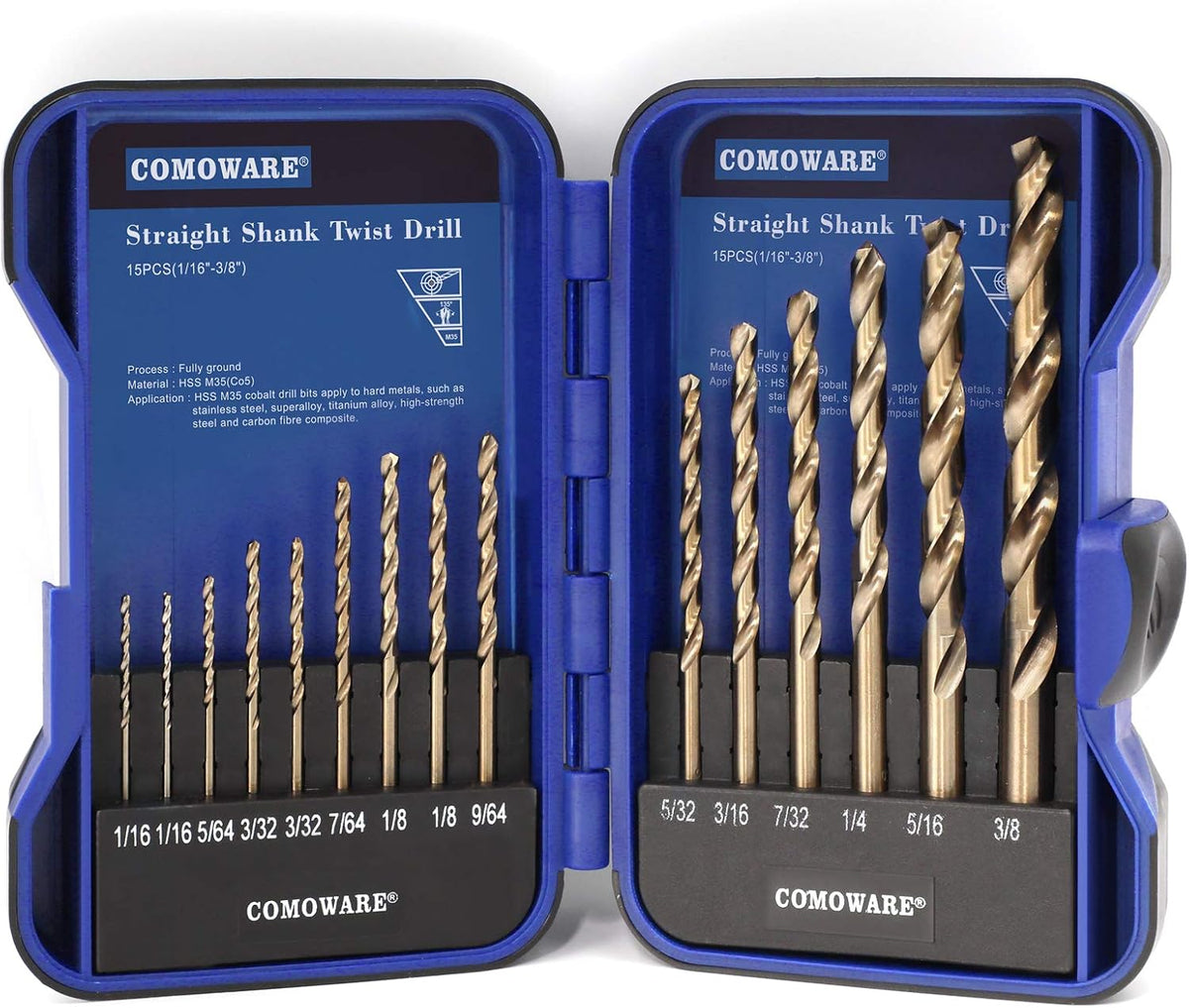 115Pcs M35 High Speed Steel Twist Drill Bit Set with Metal Indexed Storage Case W147